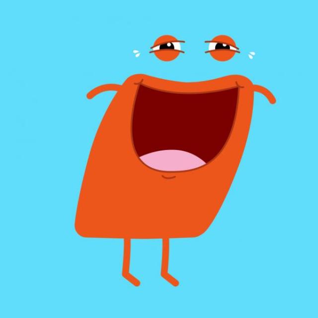 Animated character laughing